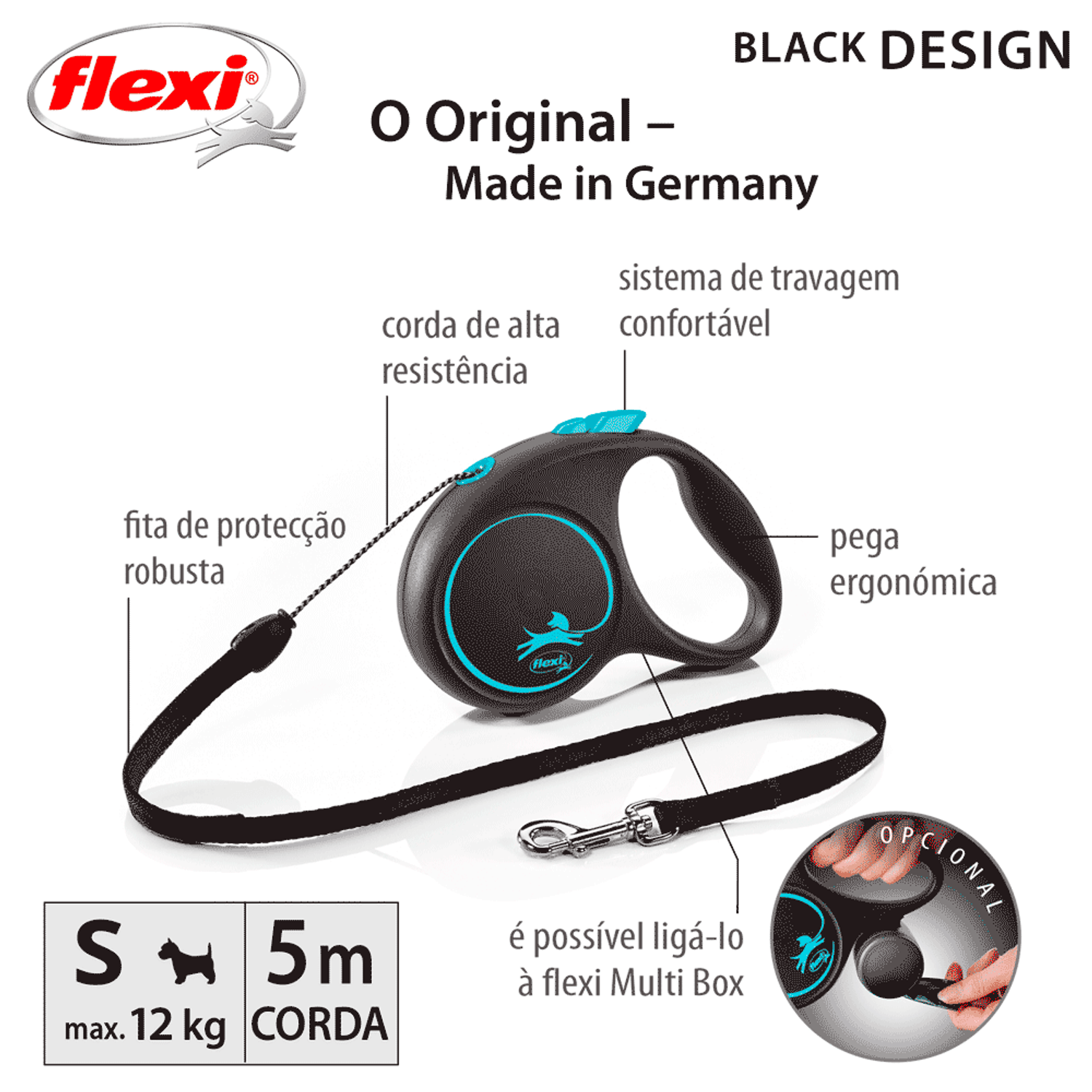 Guia Retrátil Black Design Flexi Azul Informações