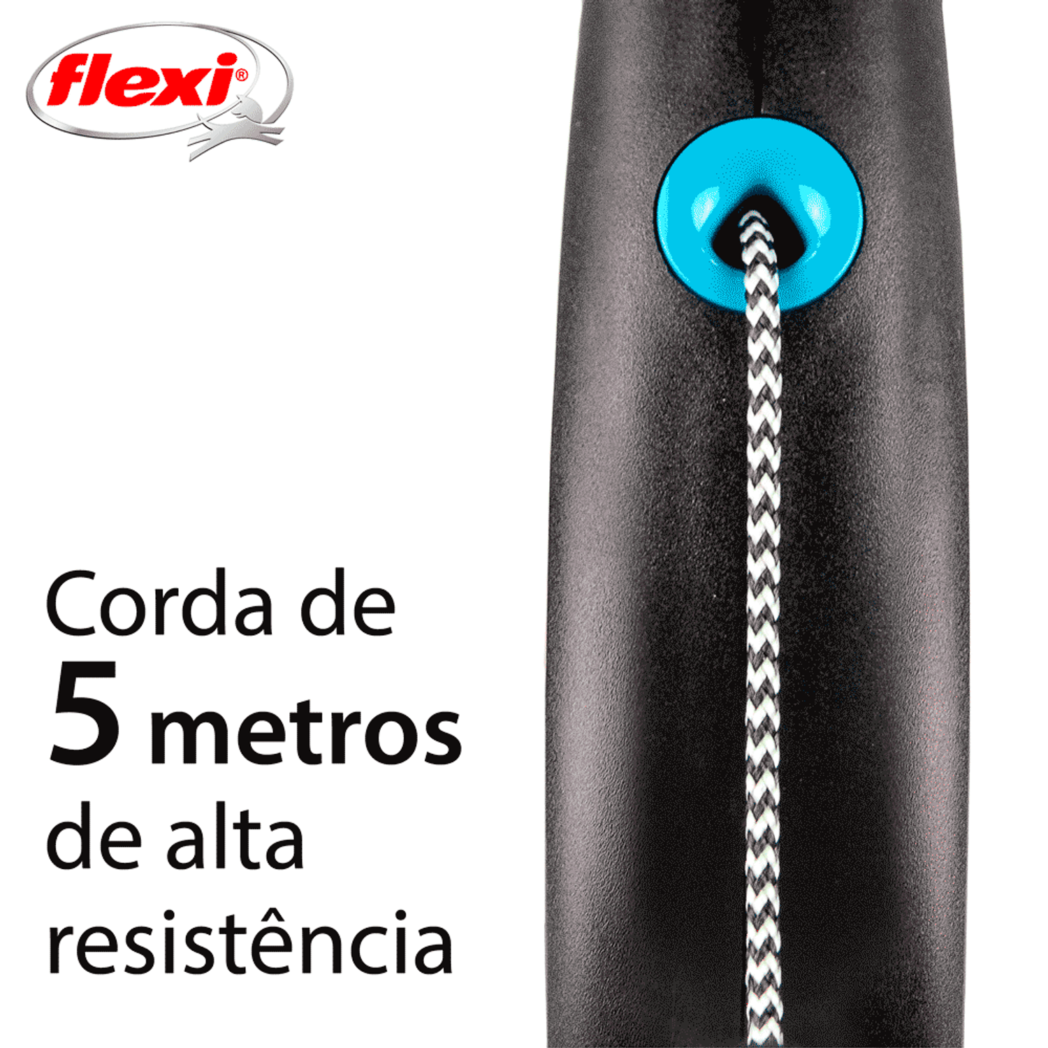 Guia Retrátil Black Design Flexi Azul Corda