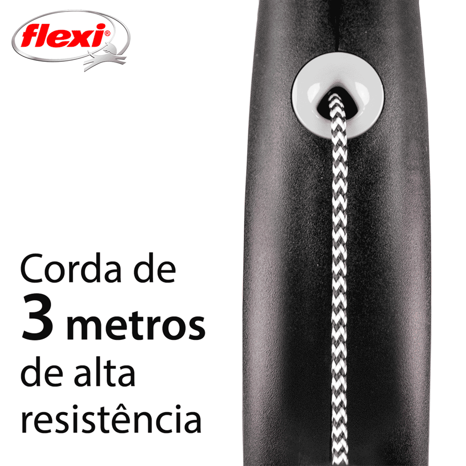 Guia Retrátil Black Design Flexi Prata Corda
