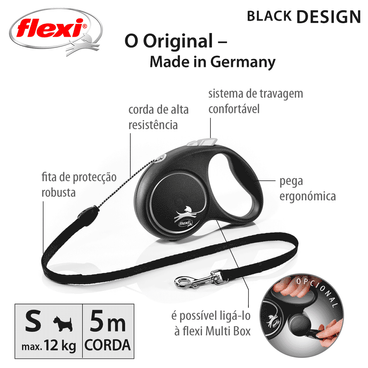 Guia Retrátil Black Design Flexi Prata Informações