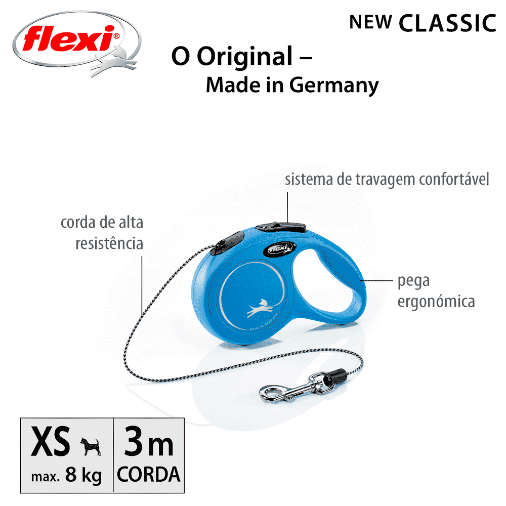 Guia Retrátil New Classic 3 M Flexi Azul