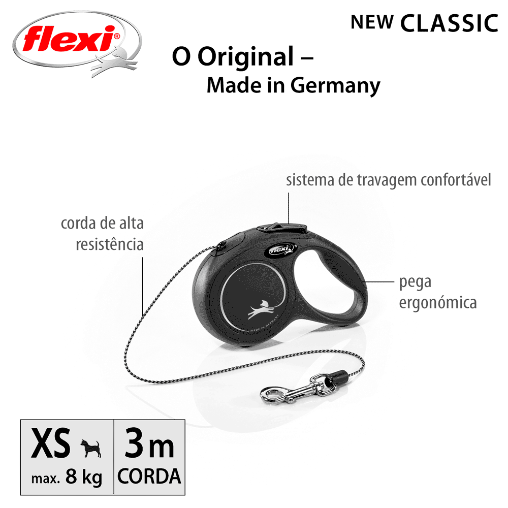 Guia Retrátil New Classic 3 M Flexi Preta
