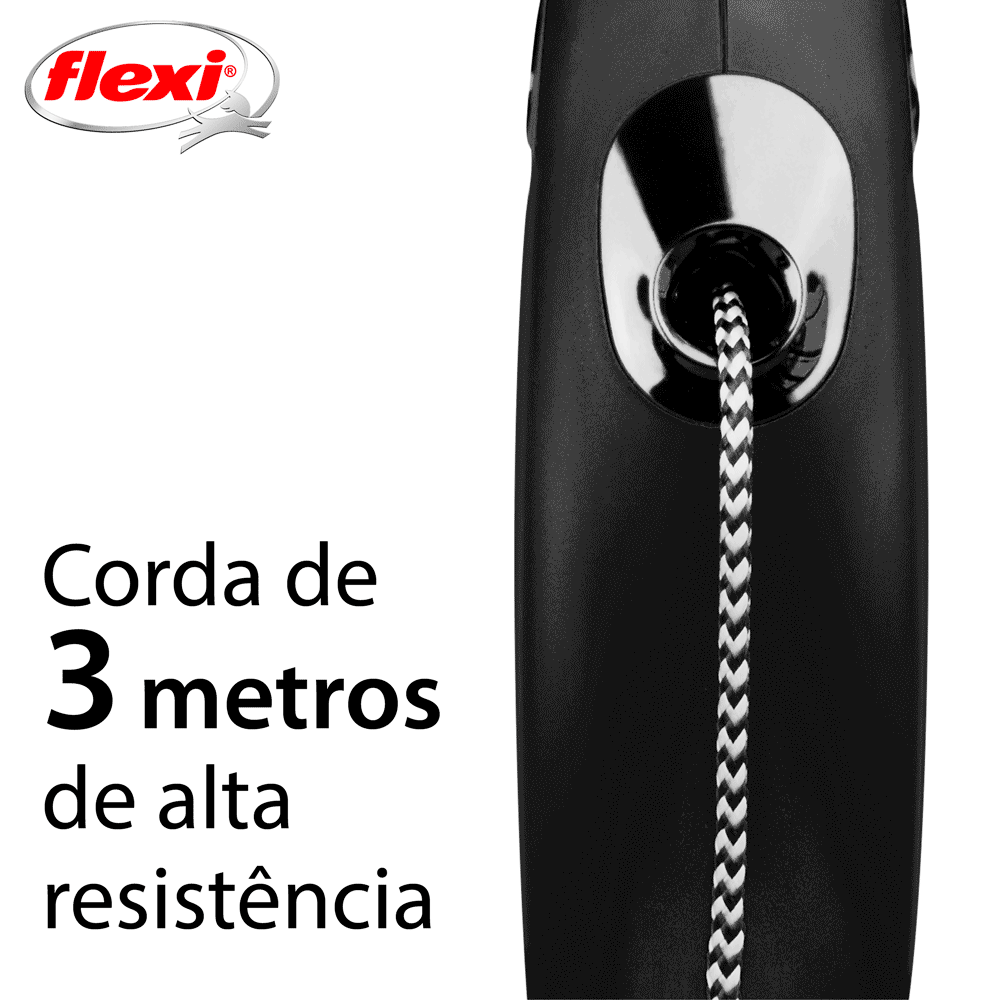Guia Retrátil New Classic 3 M Flexi Preta