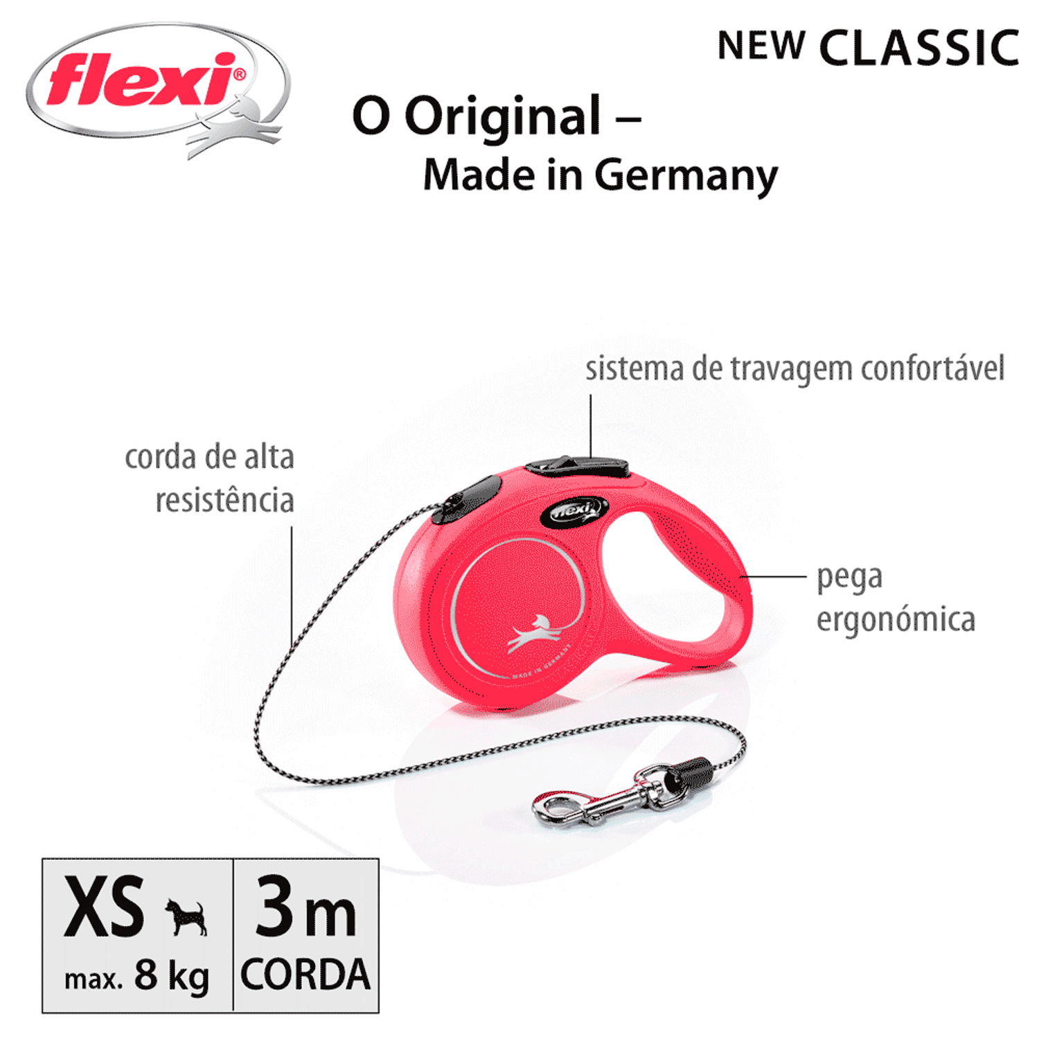 Guia Retrátil New Classic 3 M Flexi Vermelha Informações