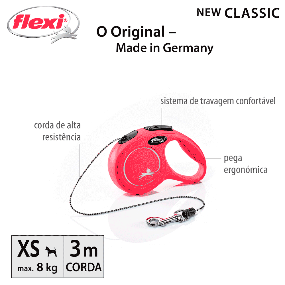 Guia Retrátil New Classic 3 M Flexi Vermelha