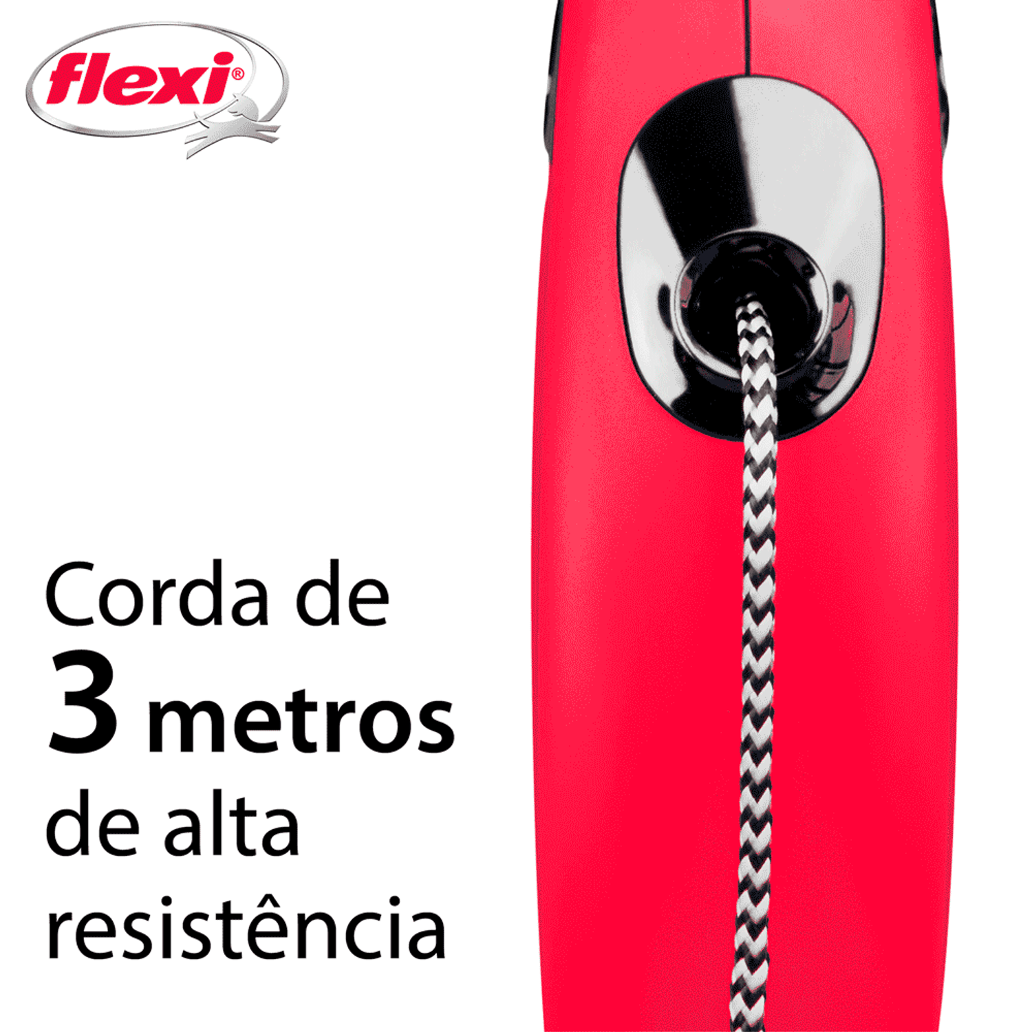 Guia Retrátil New Classic 3 M Flexi Vermelha Corda