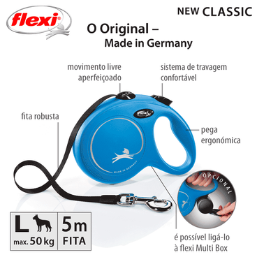 Guia Retrátil New Classic 5 M Flexi Azul Informações