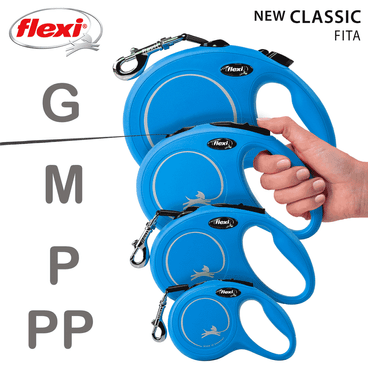 Guia Retrátil New Classic 5 M Flexi Azul Tamanhos