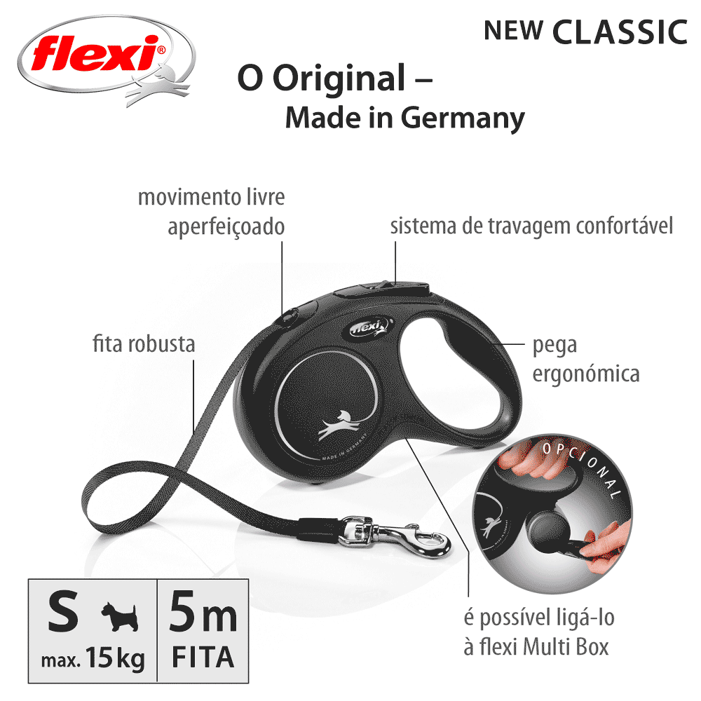Guia Retrátil New Classic 5 M Flexi Preta