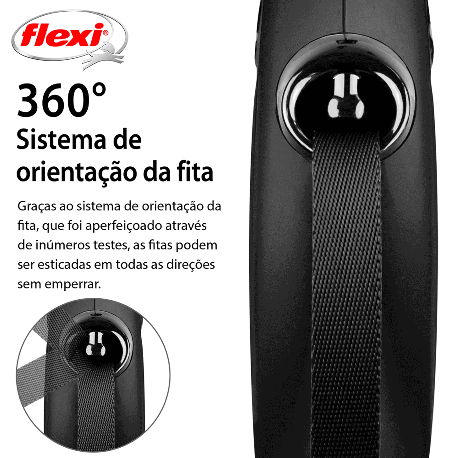 Guia Retrátil New Classic 5 M Flexi Preta Fita