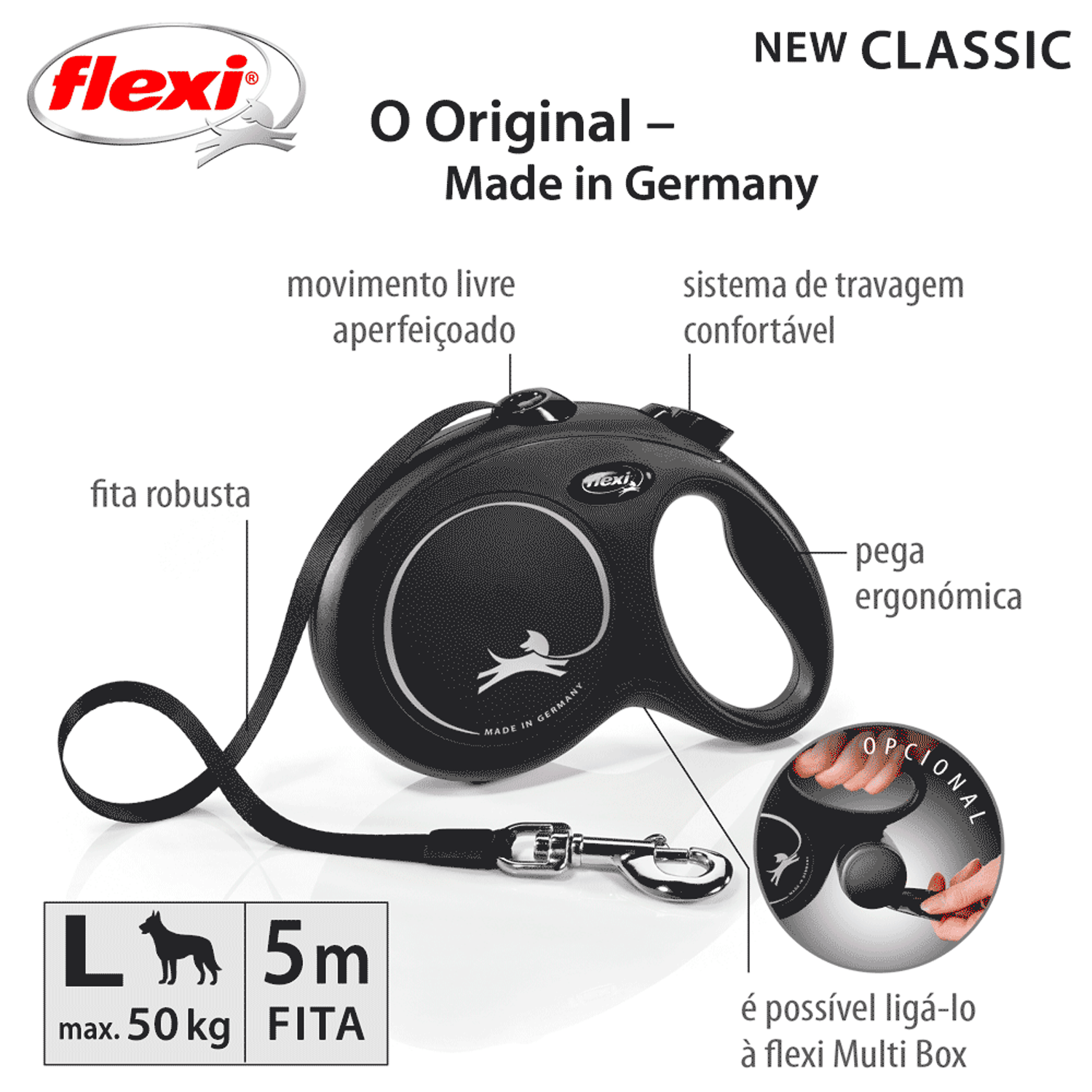 Guia Retrátil New Classic 5 M Flexi Preta Informações
