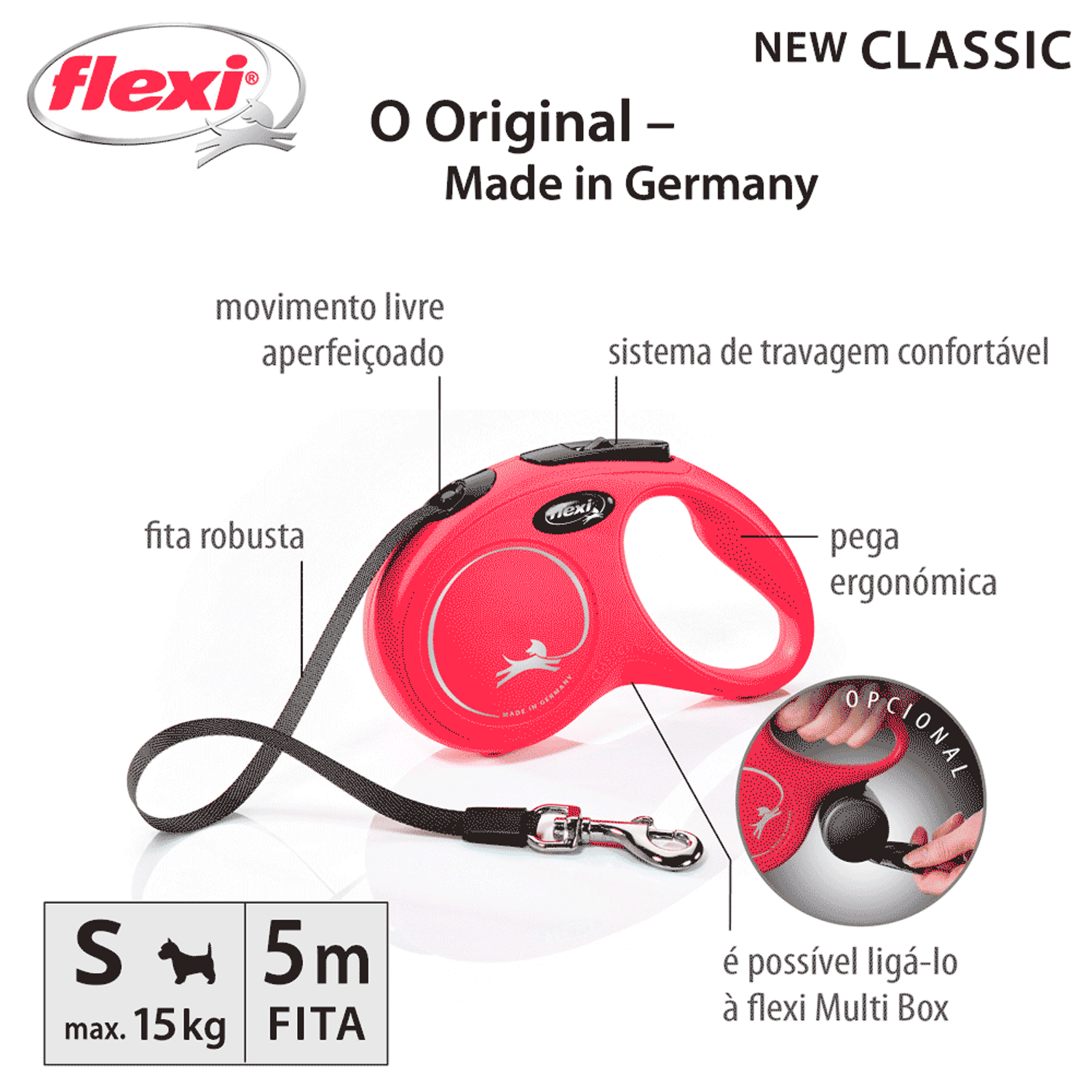 Guia Retrátil New Classic 5 M Flexi Vermelha Informação