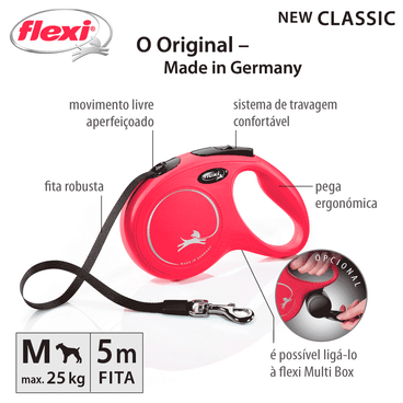 Guia Retrátil New Classic 5 M Flexi Vermelha Informação