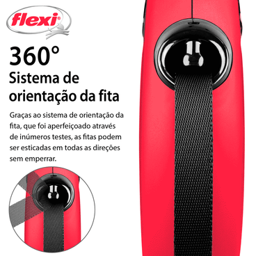 Guia Retrátil New Classic 5 M Flexi Vermelha Fita