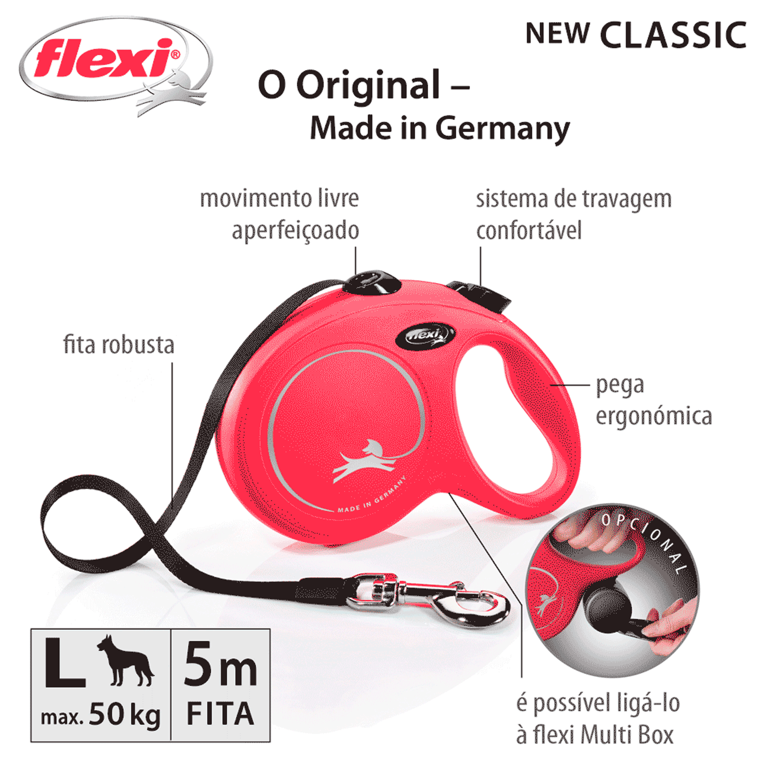 Guia Retrátil New Classic 5 M Flexi Vermelha Informação