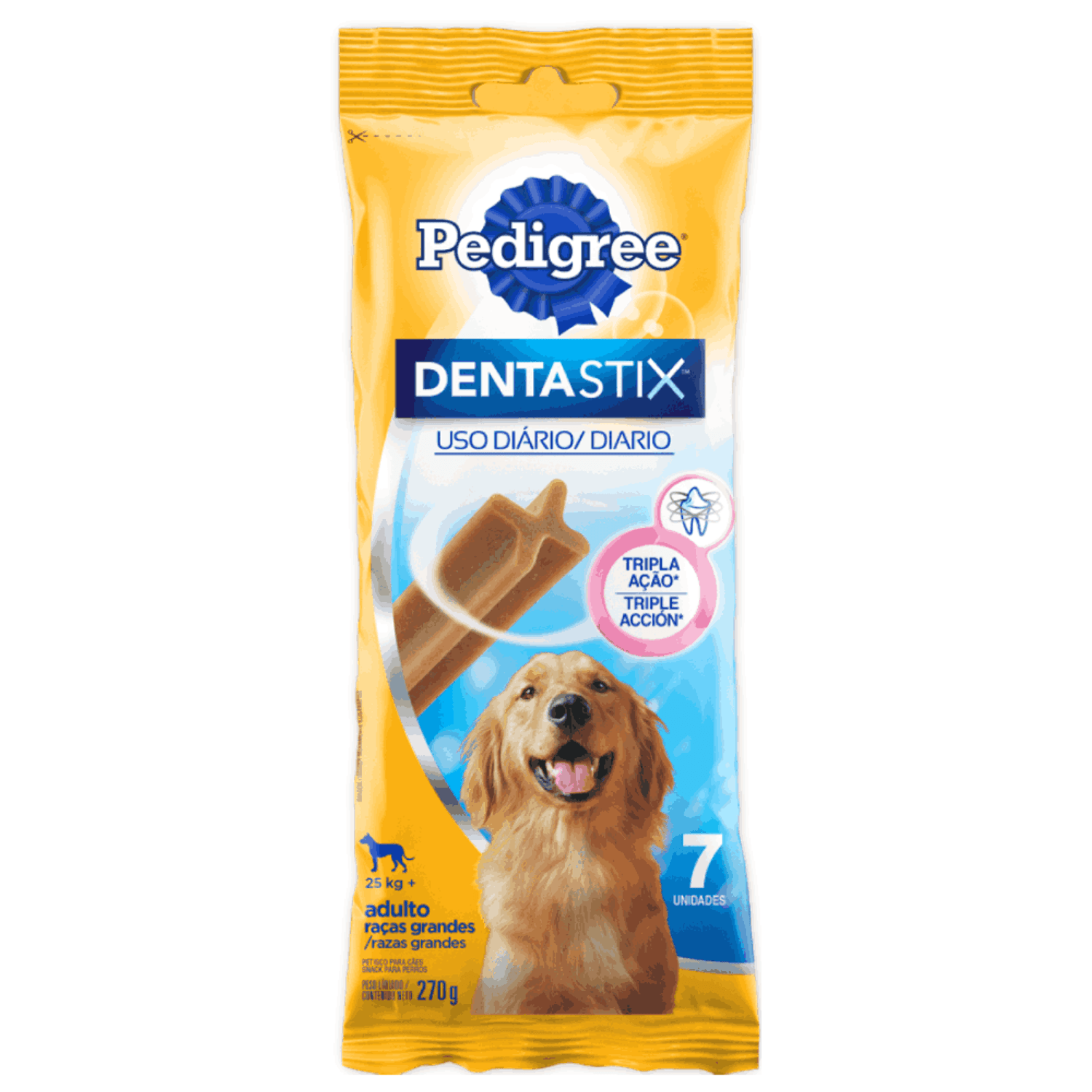 petisco pedigree dentastix cuidado oral para cães adultos raças grandes frente