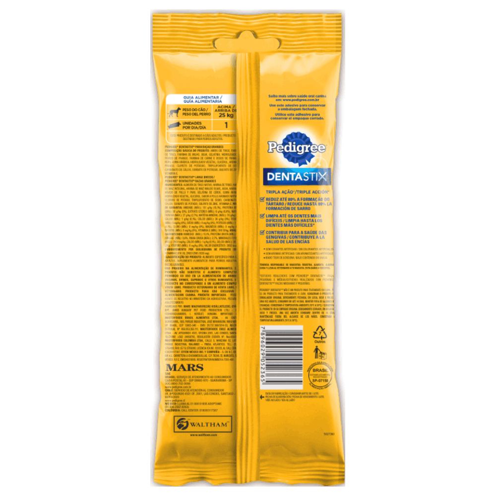 Petisco Pedigree Dentastix Cuidado Oral Para Cães Adultos Raças Grandes