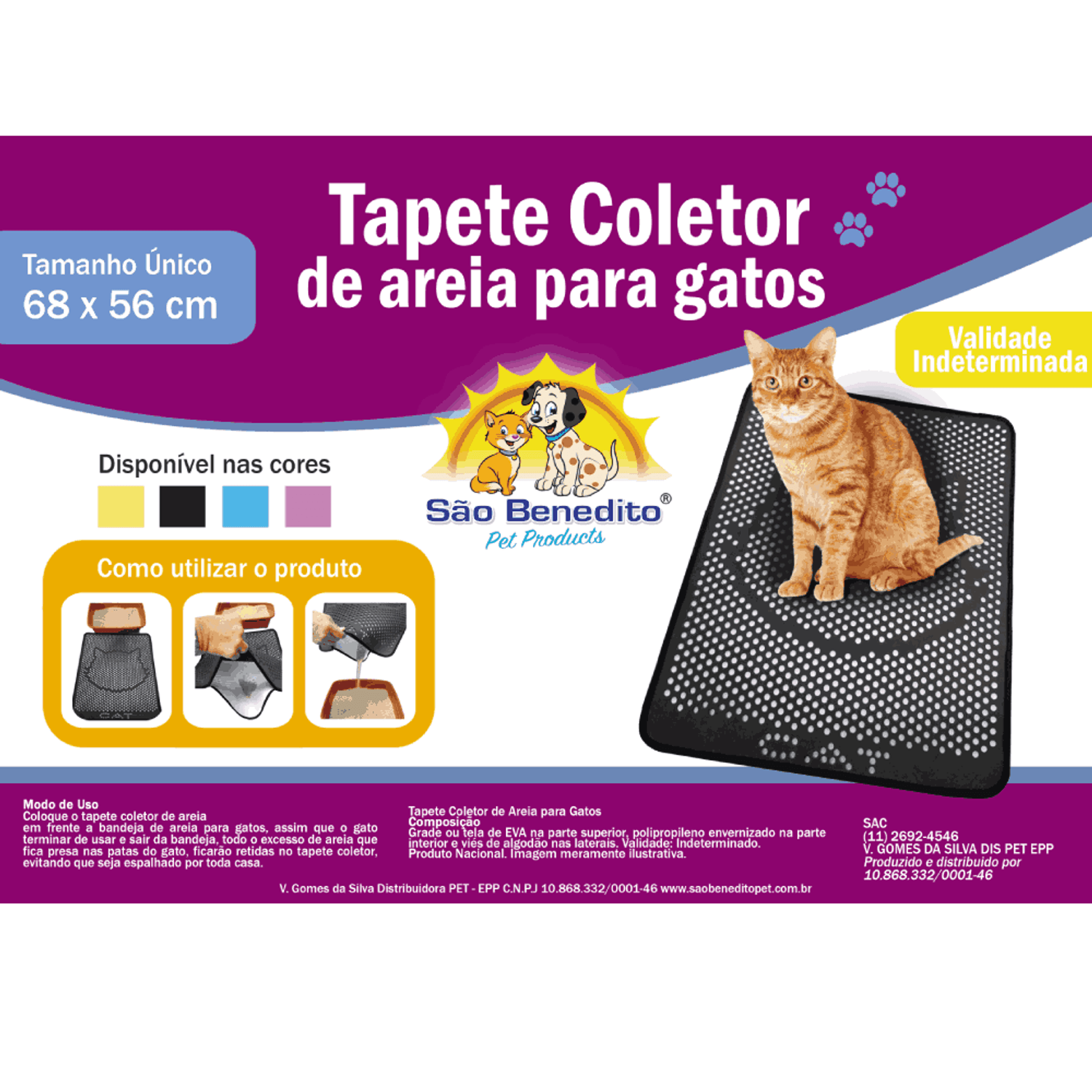 Tapete-Coletor-de-Areia-Grande-para-Gatos-Sao-Benedito-Amarelo-banner
