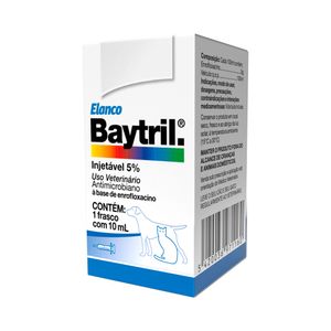 Baytril 5% Injetável Cães e Gatos - 10ml