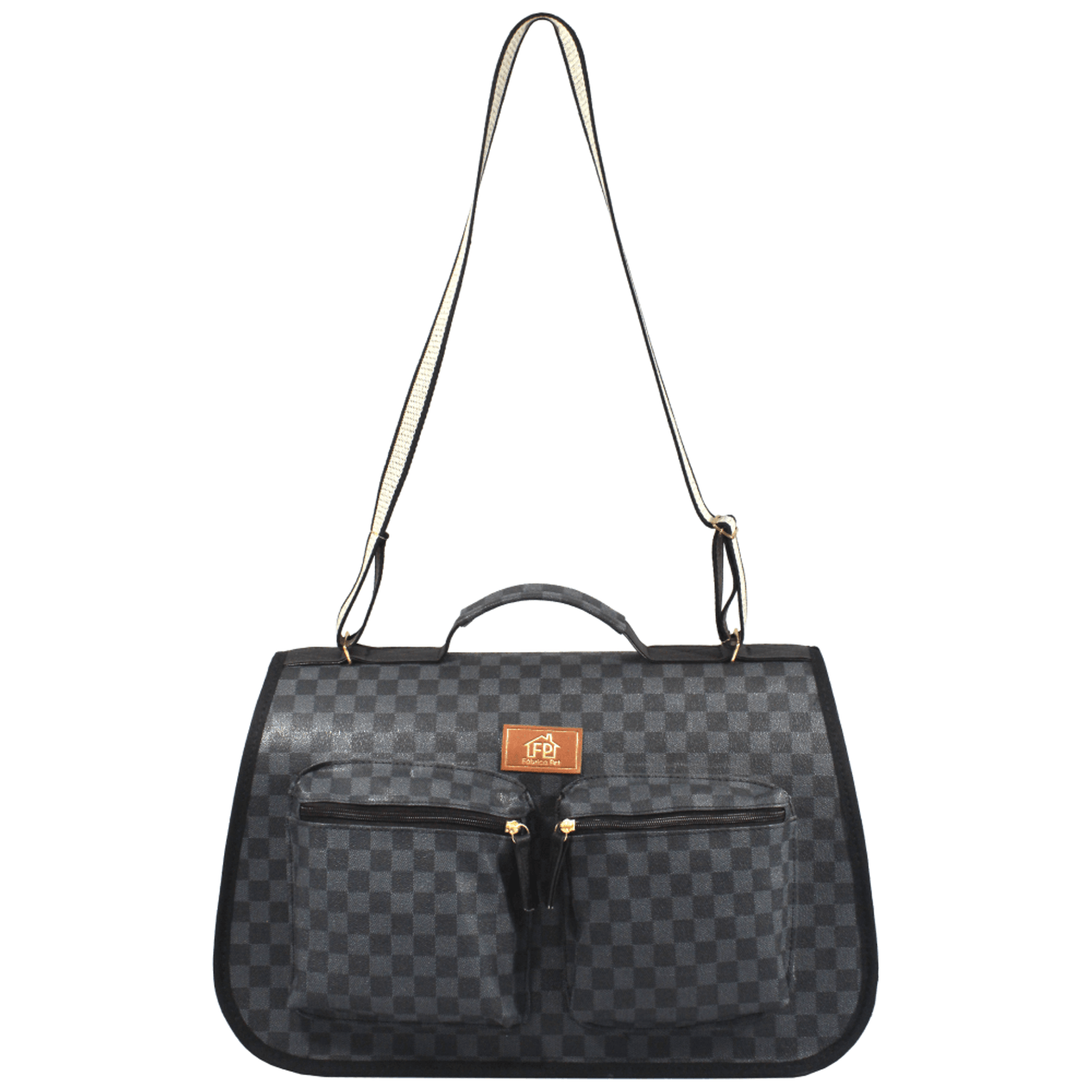 Bolsa de Transporte Fechada Luxo Fábrica Pet Grey Detalhe Bolsos