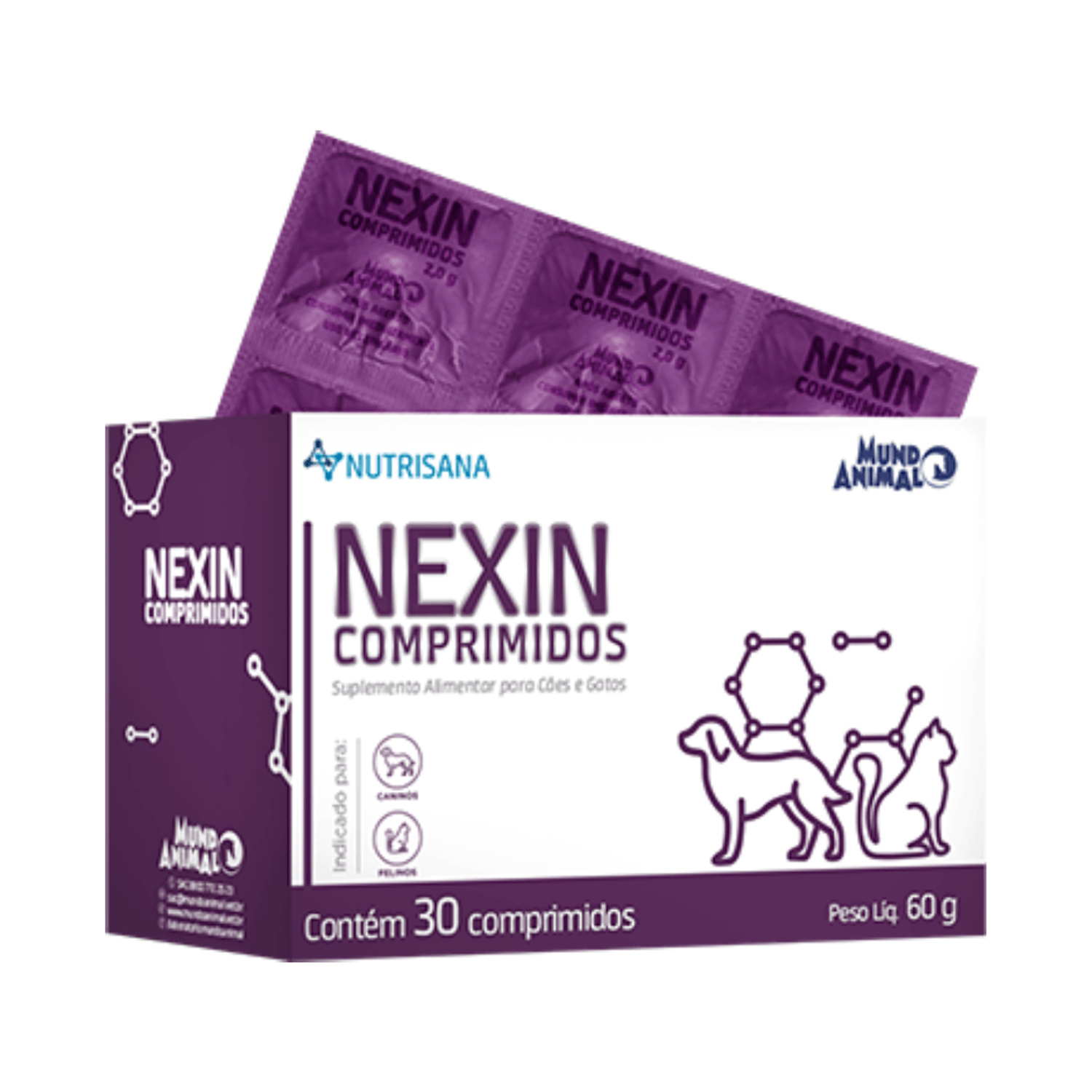 Suplemento alimentar para cães e gatos Nexin comprimidos