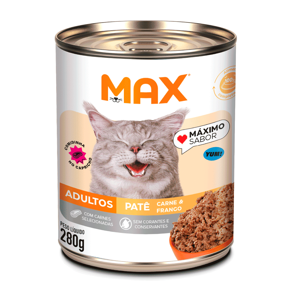 Ração Úmida Max Cat Adultos Patê Carne e Frango