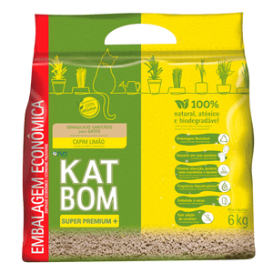 Areia para Gato Katbom Natural Granulado Higiênico Capim Limão