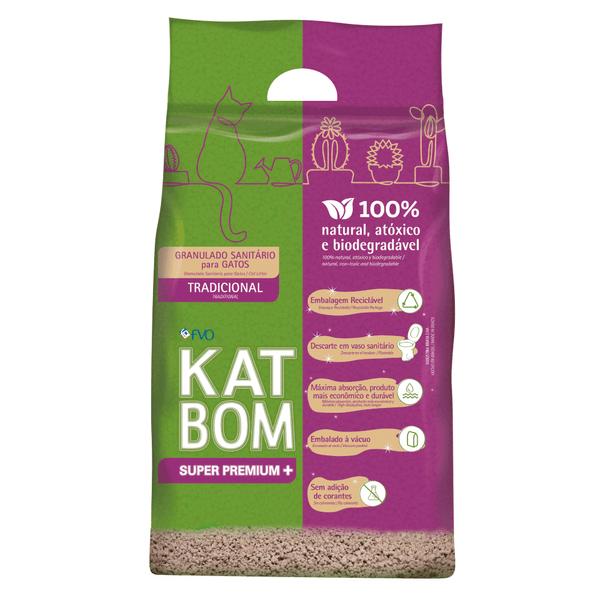 Areia para Gato Katbom Natural Granulado Higiênico Biodegradável 3 kg