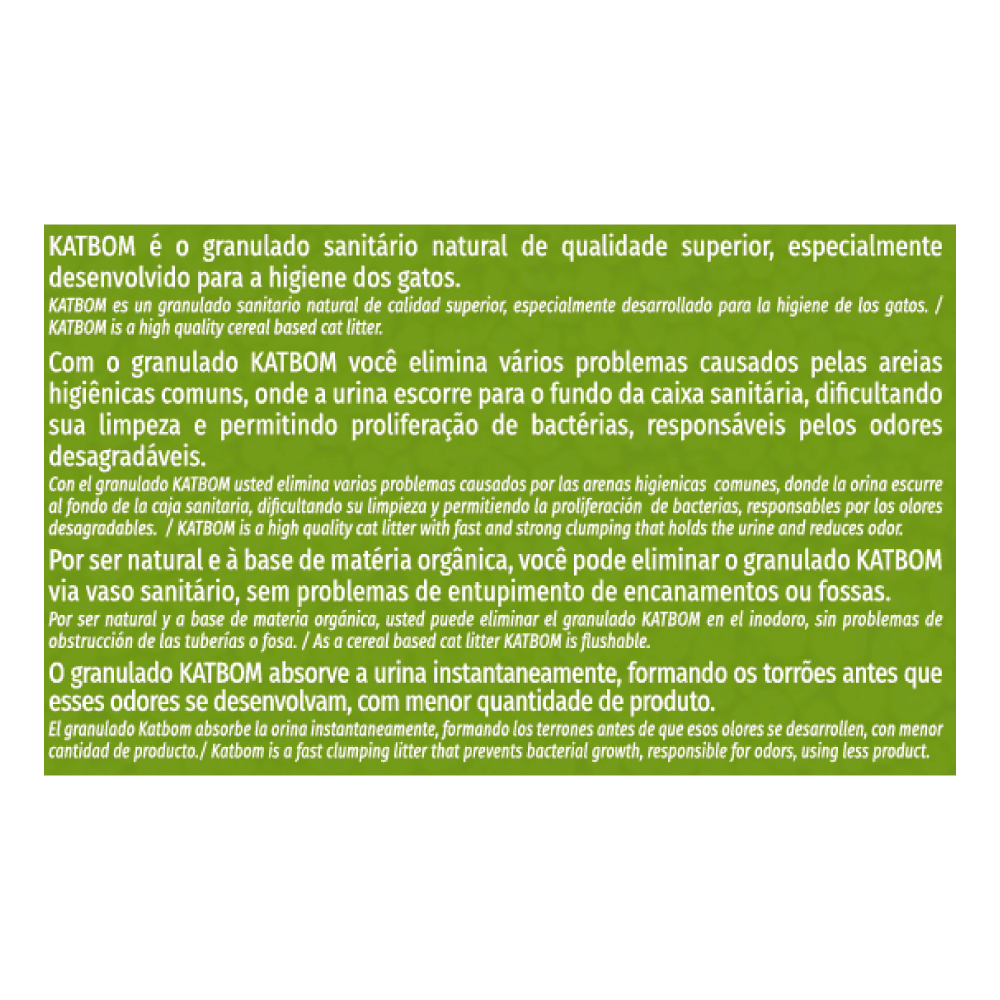 Areia para Gato Katbom Natural Granulado Higiênico Biodegradável
