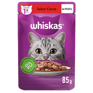 Ração Úmida Whiskas Sachê Carne ao Molho Gatos Adultos - 85 g