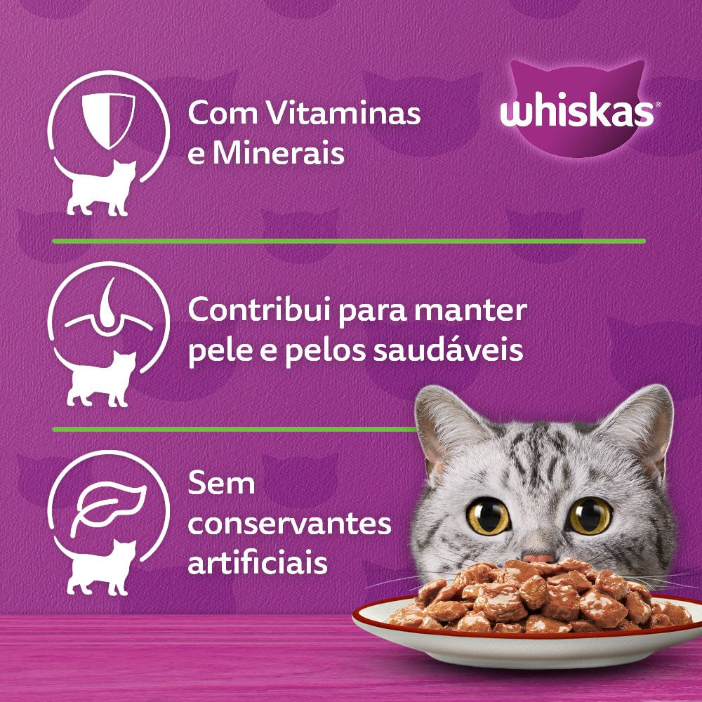 Ração Úmida Whiskas Sachê Carne ao Molho Gatos Adultos