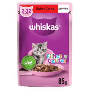 Ração Úmida Whiskas Sachê Carne ao Molho Gatos Filhotes - 85 g