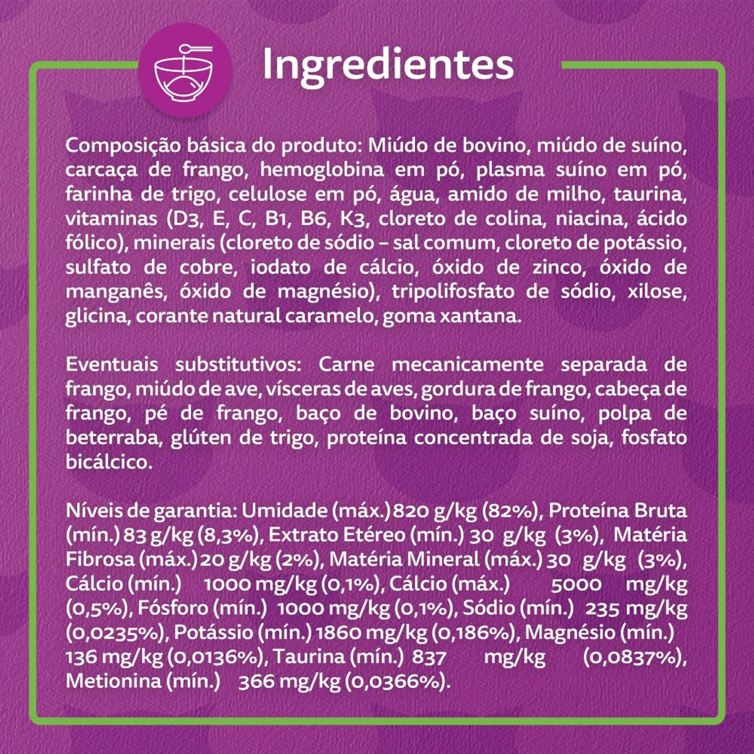 Ingredientes Whiskas