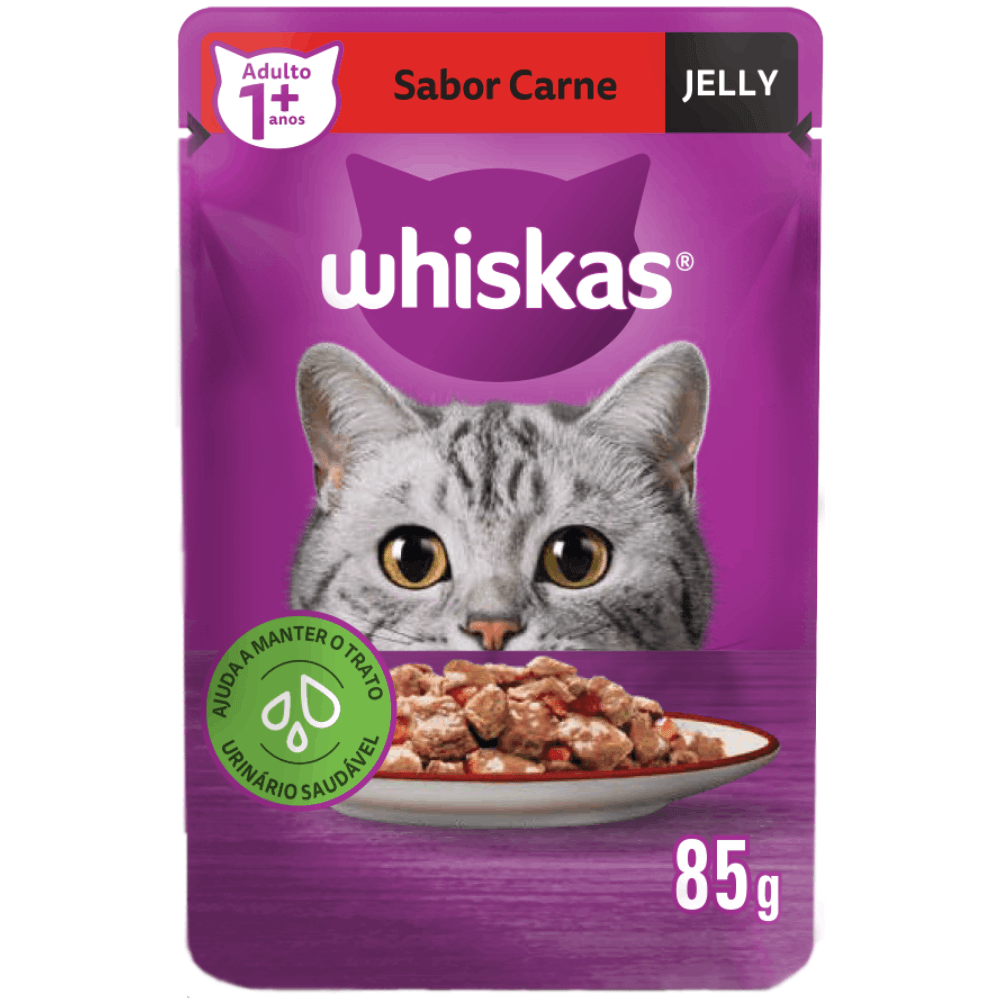 Ração Úmida Whiskas Sachê Carne Jelly Gatos Adultos