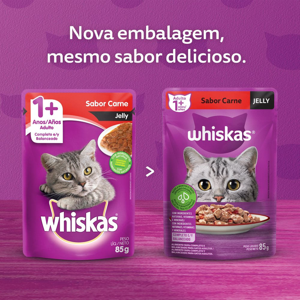 Ração Úmida Whiskas Sachê Carne Jelly Gatos Adultos