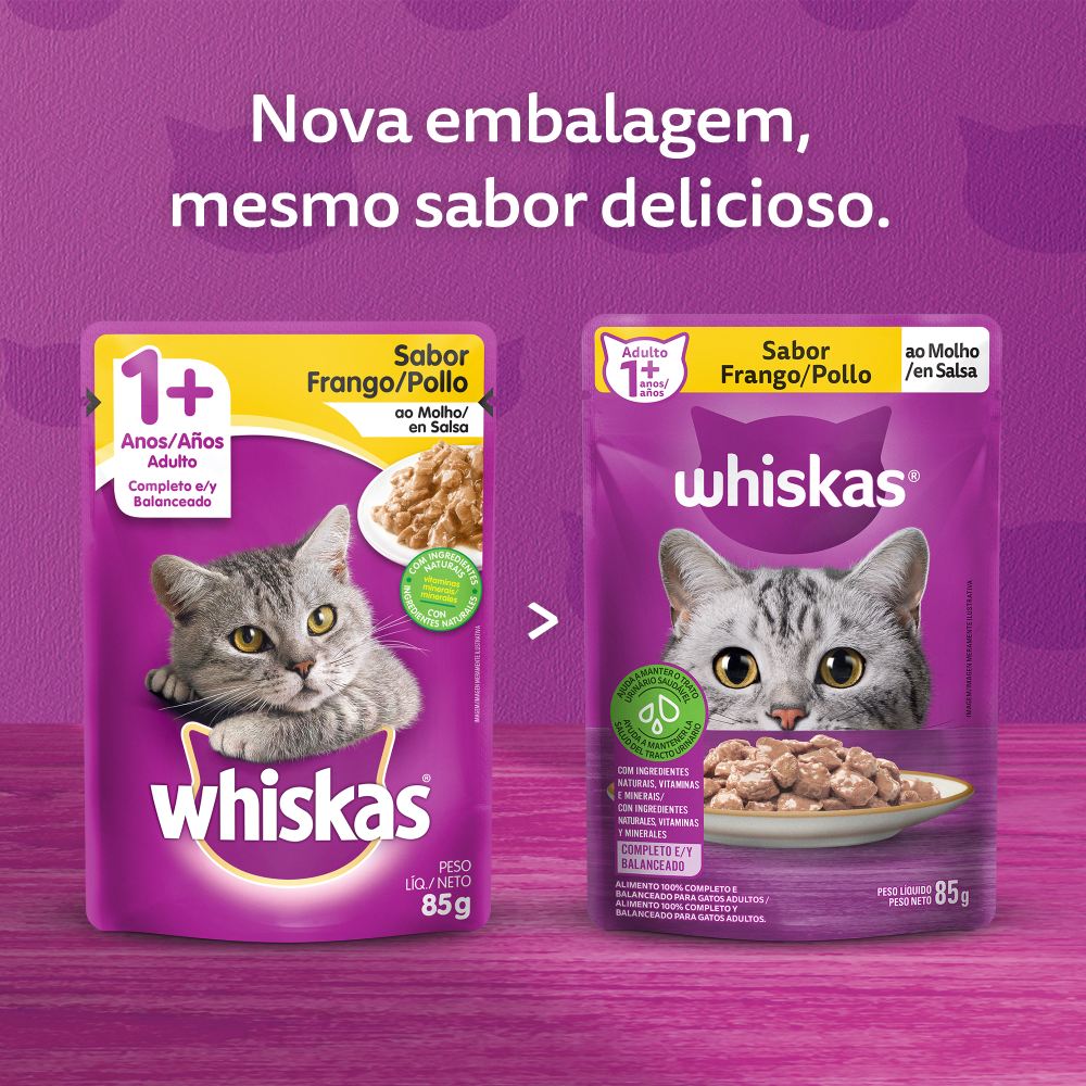 Ração Úmida Whiskas Sachê Frango ao Molho Gatos Adultos