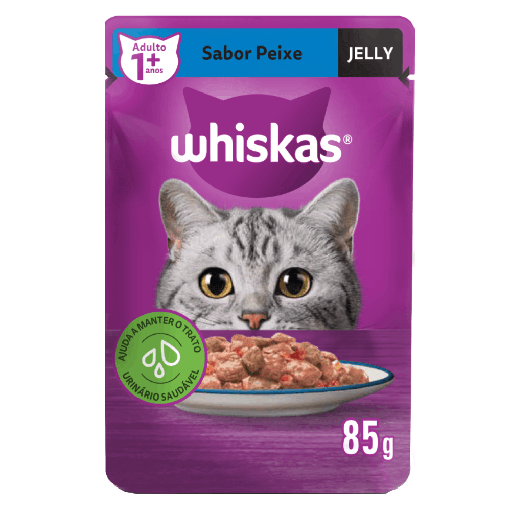 Ração Úmida Whiskas Sachê Peixe Jelly Gatos Adultos