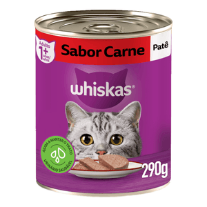 Ração Úmida Whiskas Lata Patê para Gatos Adultos Carne - 290 g