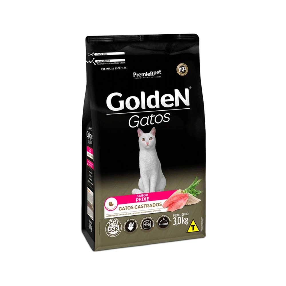 Ração Golden Gatos Castrados Peixe