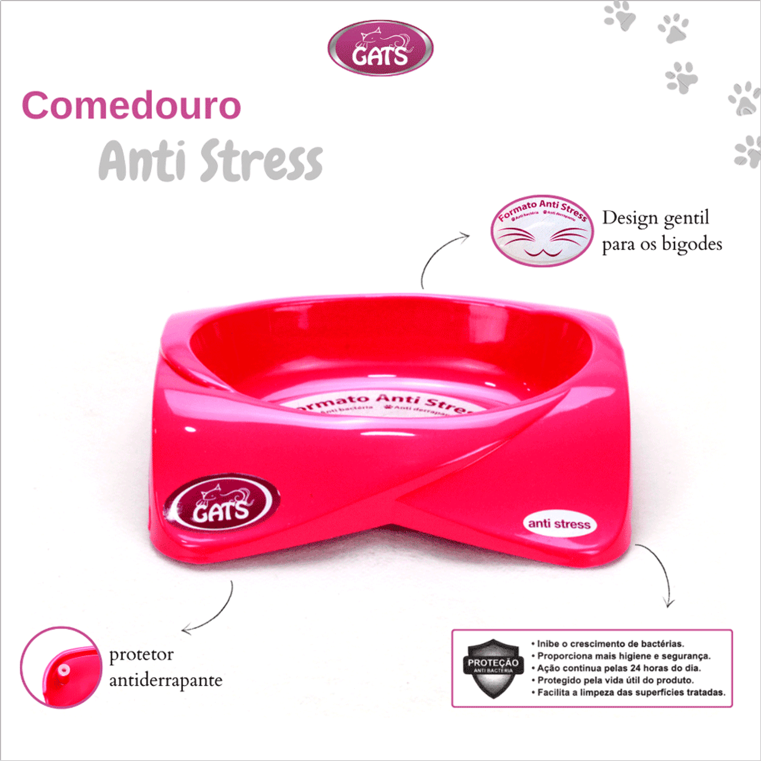 Detalhes do Comedouro Premium Gatos Pet Flex Rosa