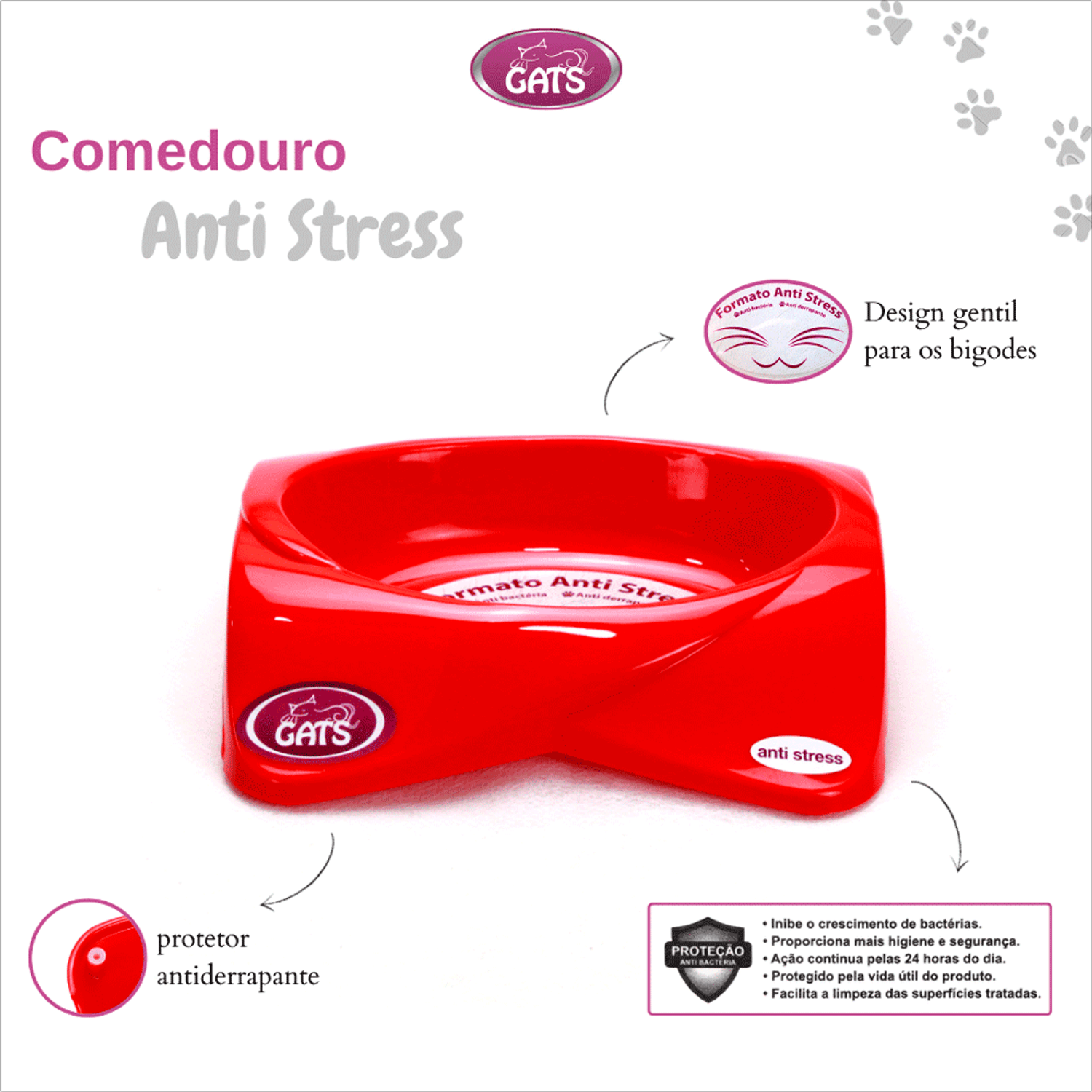Detalhes do Comedouro Premium Gatos Pet Flex Vermelho