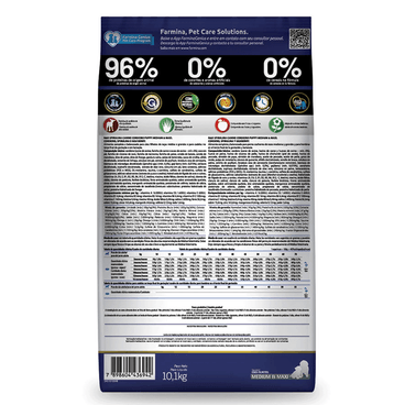 Ração N&D Spirulina Cães Puppy Medium e Maxi Cordeiro verso