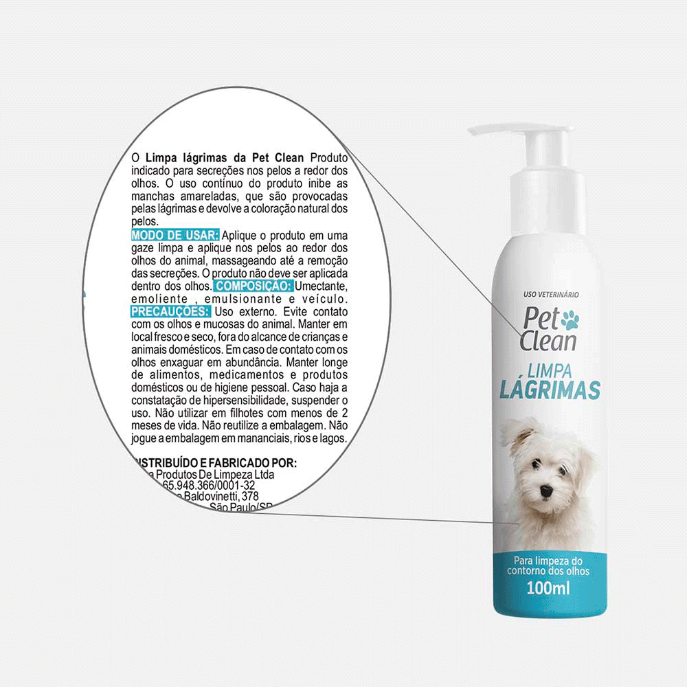 Limpa Lágrimas para Cães e Gatos Pet Clean