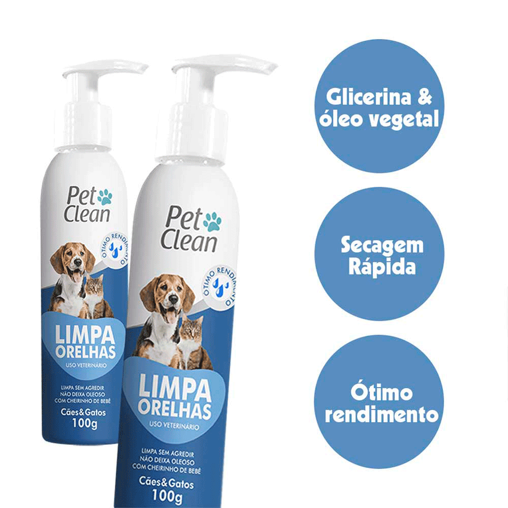 Limpa Orelhas Cães e Gatos Pet Clean