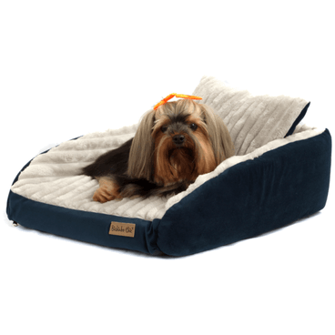 Cama-Roma-Bichinho-Chic-Cinza-com-Marinho-com-Pet-Deitado