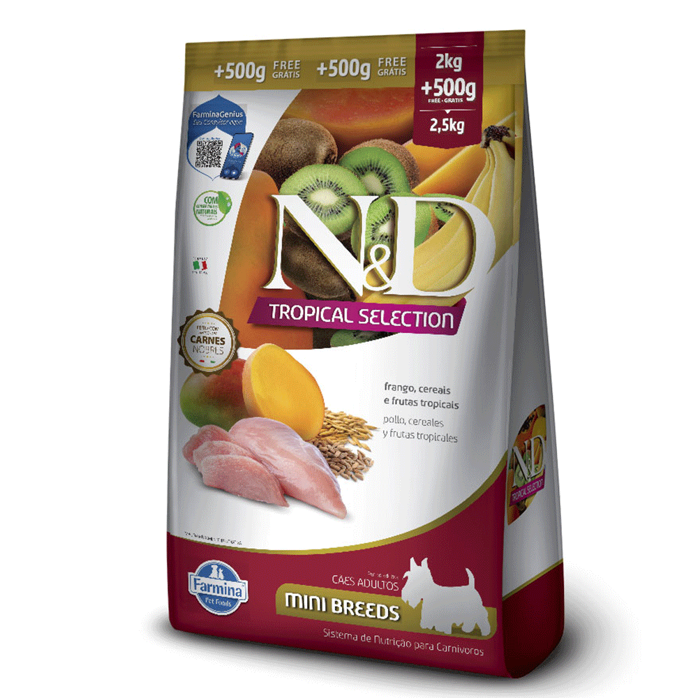 Ração N&D Tropical Selection Cães Adultos Mini Frango