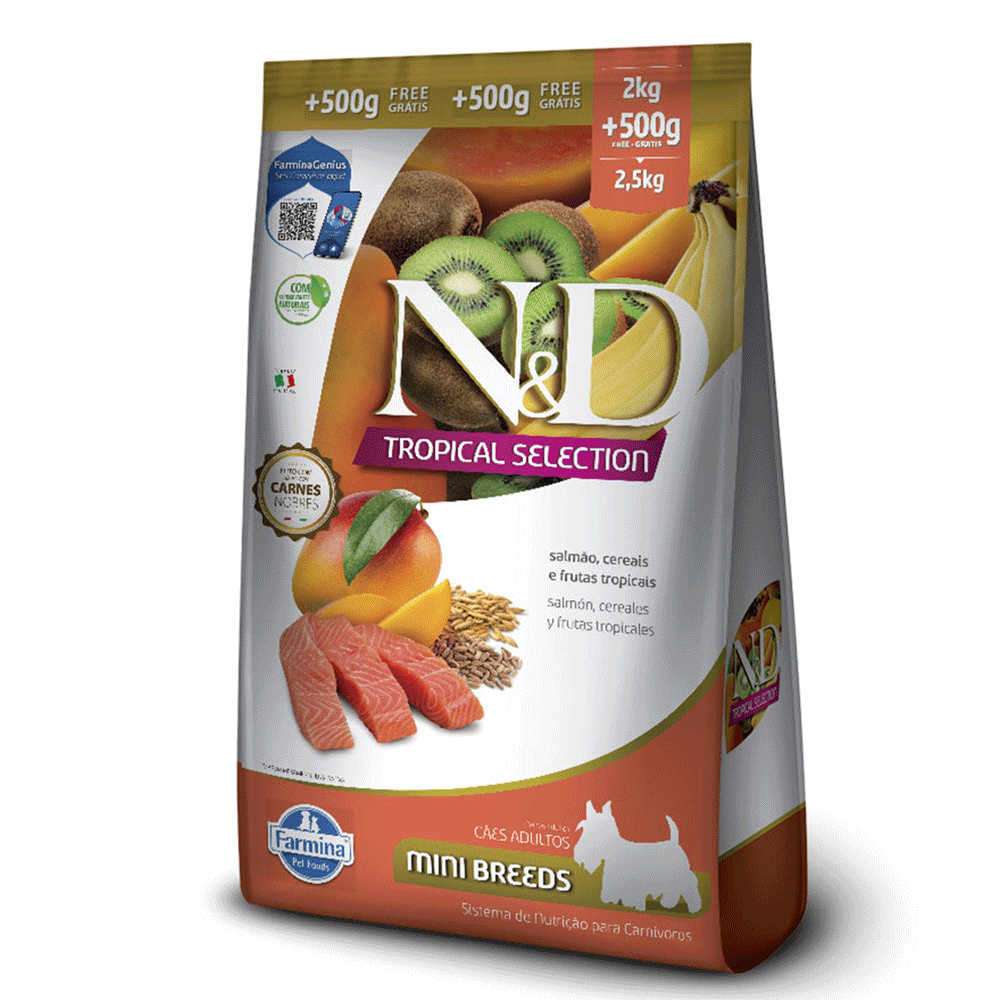 Ração N&amp;D Tropical Selection Cães Adultos Mini Salmão