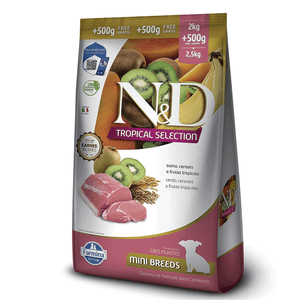 Ração N&D Tropical Selection Cães Puppy Mini Suíno - 2 kg + 500g Grátis