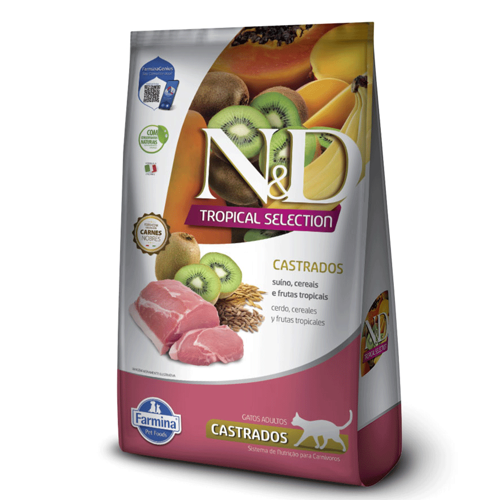 Ração N&D Tropical Selection Gatos Castrados Suíno