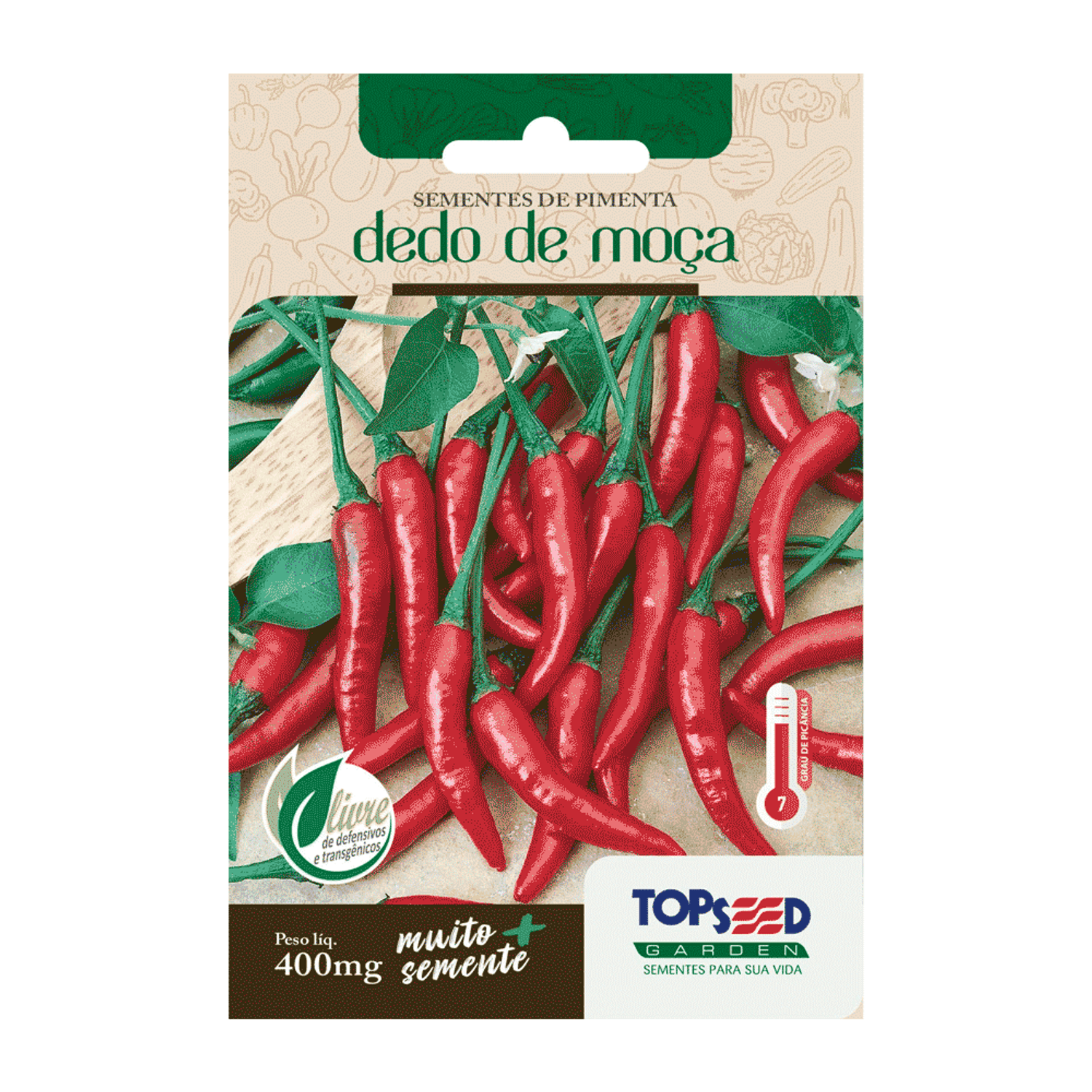Sementes de Pimenta Dedo de Moça Tradicional Topseed Garden
